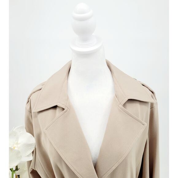 Simply Vera Vera Wang Womens Camel Belted Single Breast Trench Coat Size XL - Picture 2 of 11